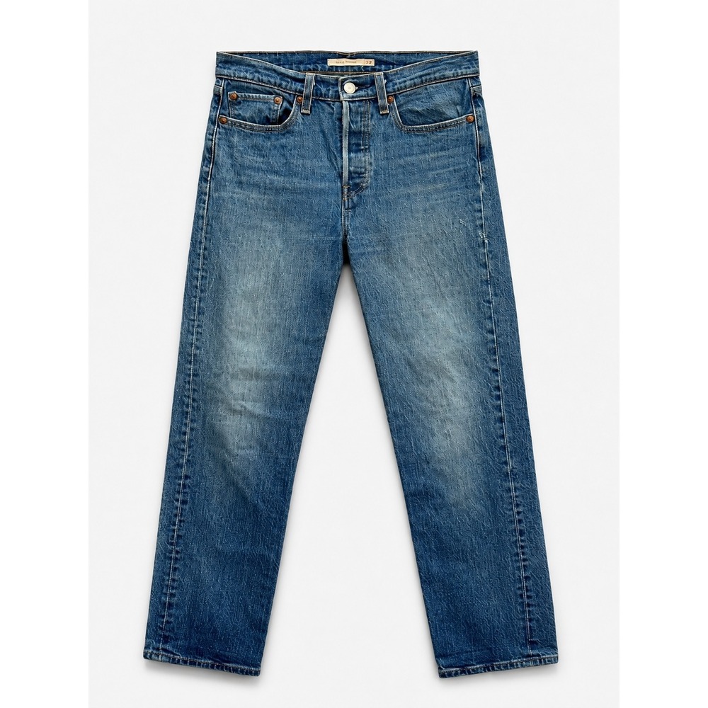 Levi's Premium Wedgie Straight Big E Jeans Womens Size 28 Button Fly Medium Wash
